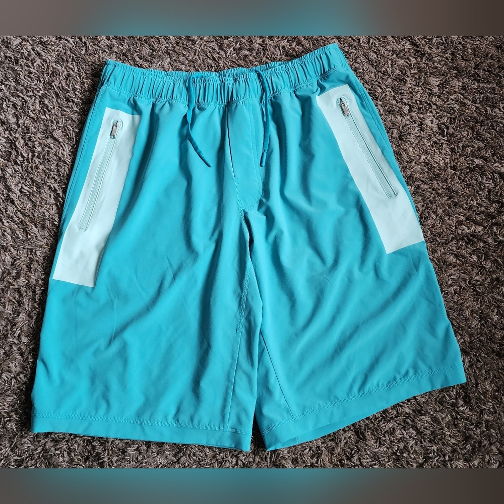 Lululemon Blue Teal Long Athletic Drawstring Shorts Men's L